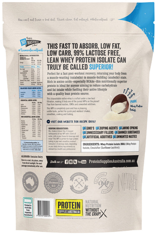 Protein Supplies Australia Protein WPI (Fast Release High Protein) Pure 1kg