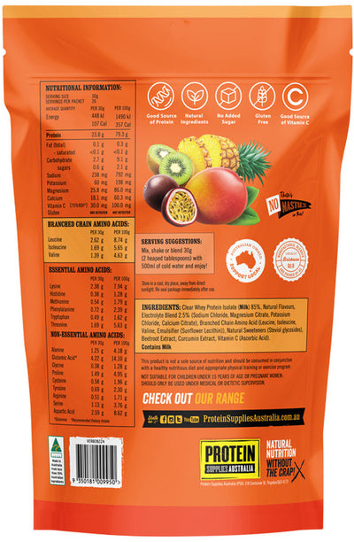 Protein Supplies Australia Protein Water (contains Electrolytes + BCAAs) Tropical Punch 800g