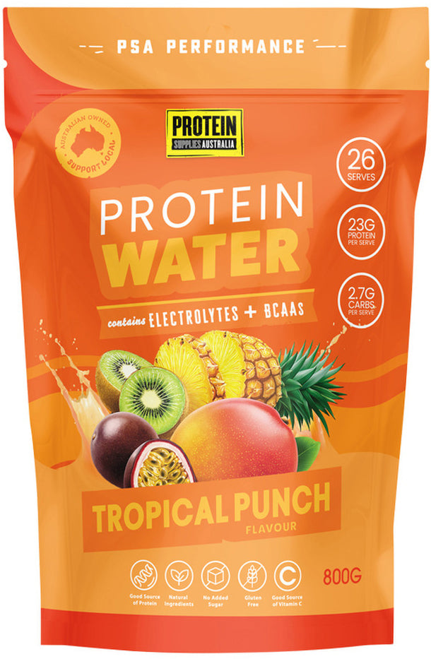 Protein Supplies Australia Protein Water (contains Electrolytes + BCAAs) Tropical Punch 800g
