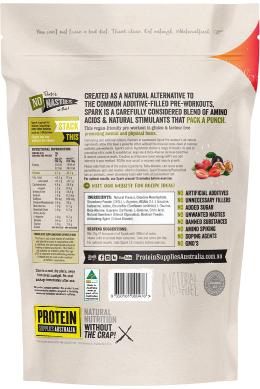 Protein Supplies Australia Spark Strawberry & Passionfruit 250g