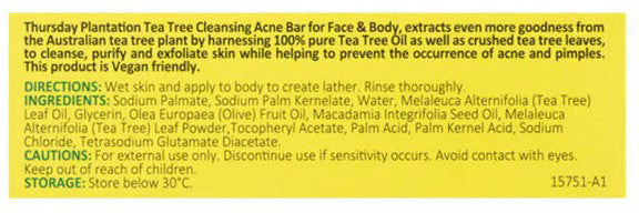 Thursday Plantation Tea Tree Cleansing Acne Bar For Face & Body 95g
