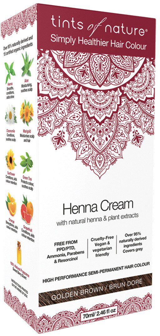 Tints of Nature Henna Cream (Semi-Permanent Hair Colour) Golden Brown 70ml