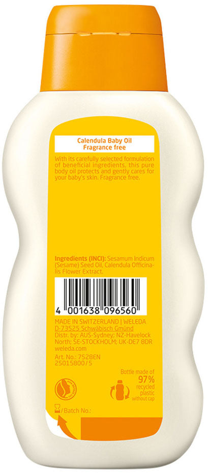 Weleda Baby Organic Baby Oil Calendula Fragrance Free 200ml