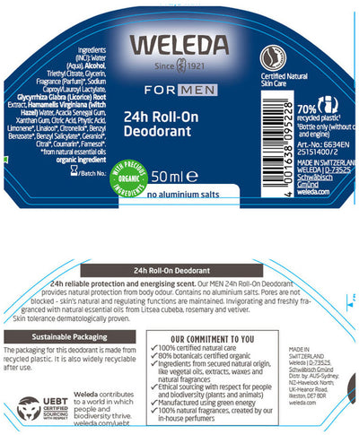 Weleda For Men 24hr Deo Roll-On 50ml