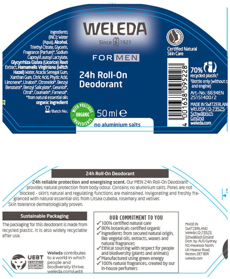 Weleda For Men 24hr Deo Roll-On 50ml