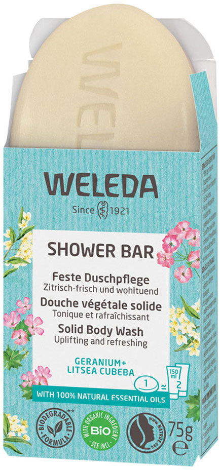 Weleda Shower Bar (Solid Body Wash) Geranium + Litsea Cubeba 75g