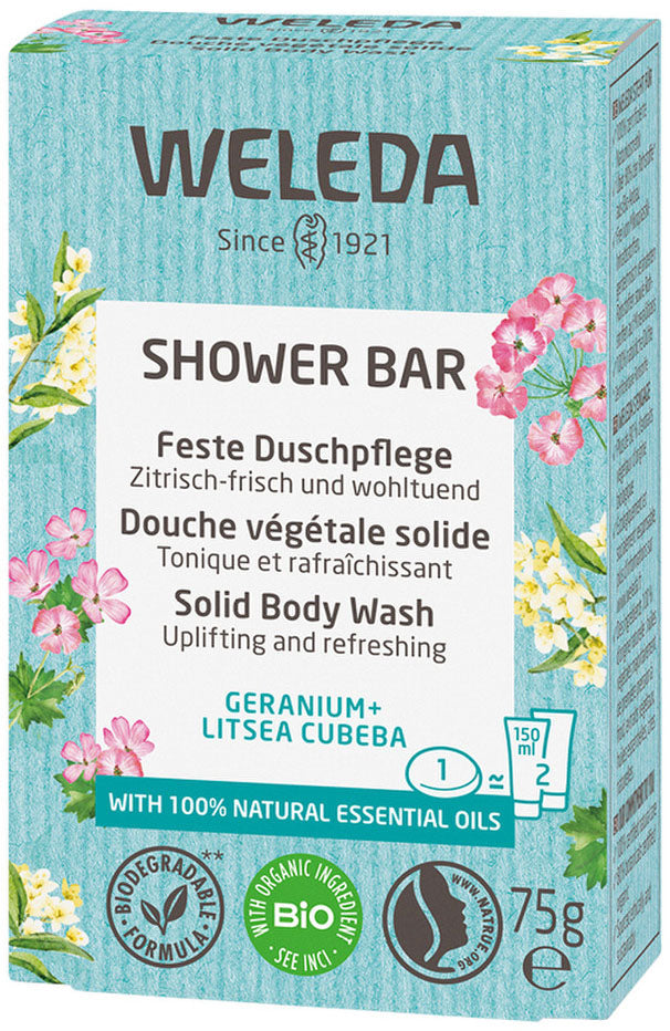 Weleda Shower Bar (Solid Body Wash) Geranium + Litsea Cubeba 75g