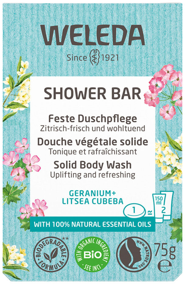 Weleda Shower Bar (Solid Body Wash) Geranium + Litsea Cubeba 75g