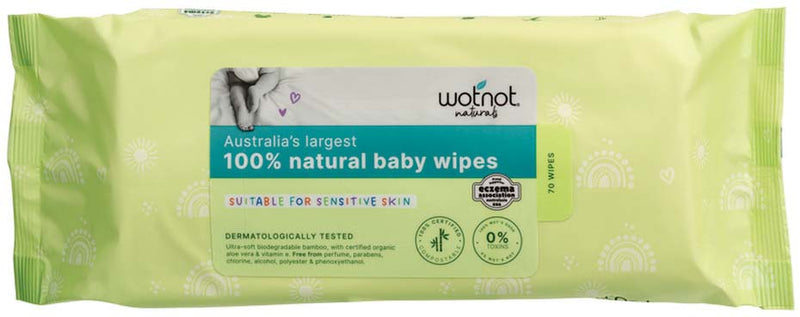 Wotnot Naturals 100% Natural Baby Wipes x 70 Pack