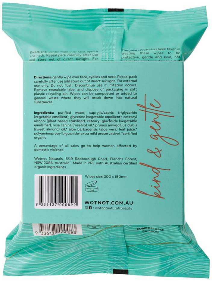 Wotnot Naturals All Natural Face Wipes Sensitive x 25 Pack Twin Pack