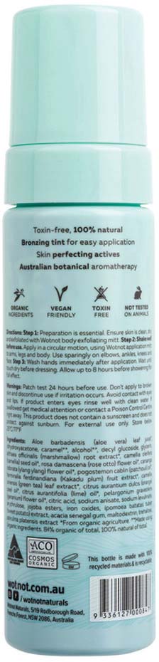 Wotnot Naturals Glow Certified Organic Tan Mousse Medium 150ml