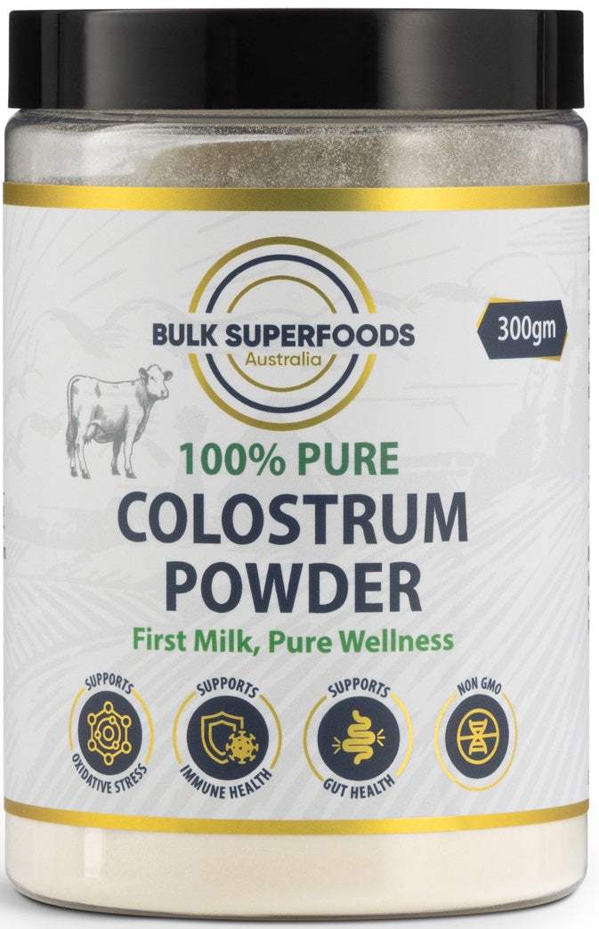 Colostrum Powder (20%-25% IgG) 300g by Bulk Superfoods – Health Co