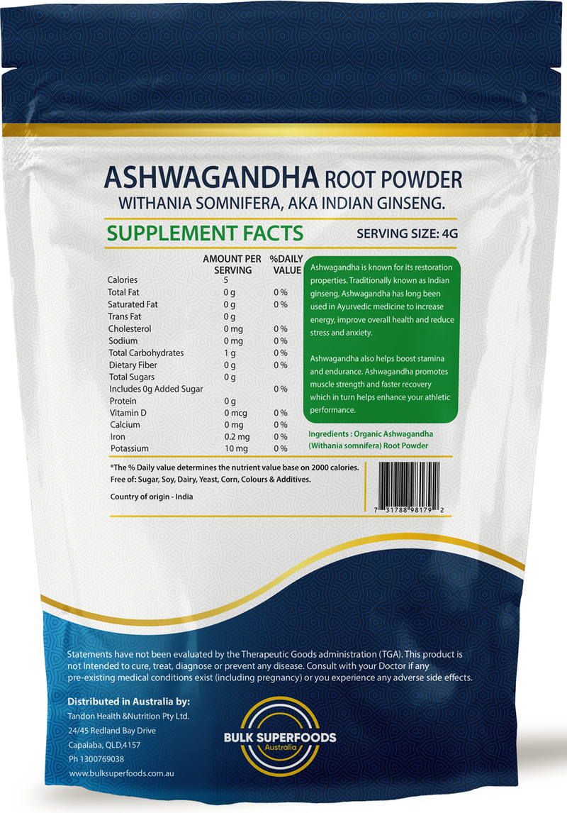 Organic Ashwagandha Root Powder 1Kg by Bulk Superfoods