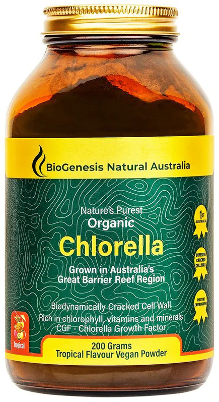 BioGenesis Organic Chlorella 200G Tropical Flavour Powder