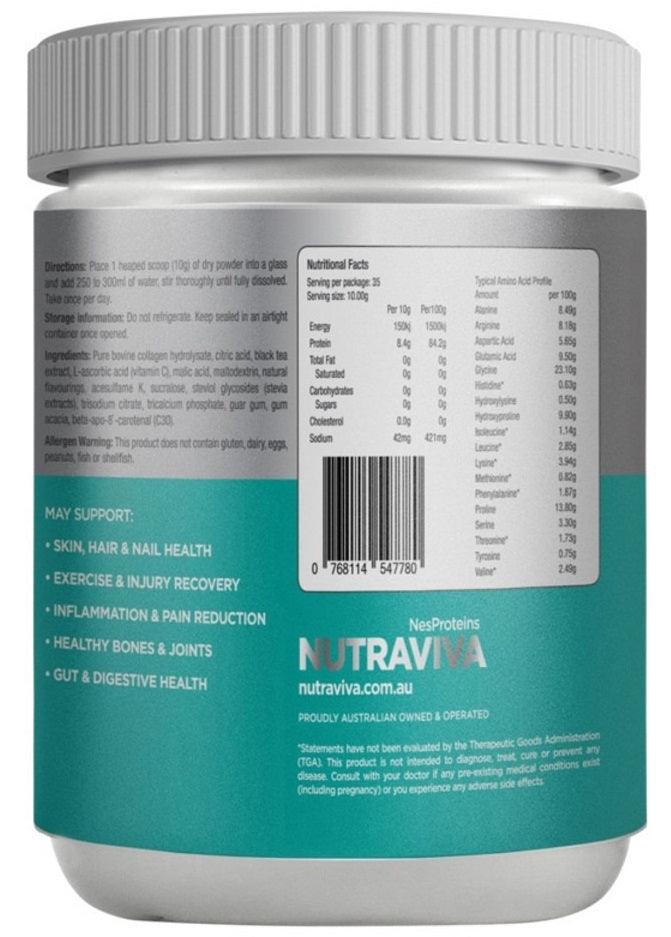 NutraViva NesProteins Collagen Hydrolysate + Vitamin C Lemon 350g - Health Co