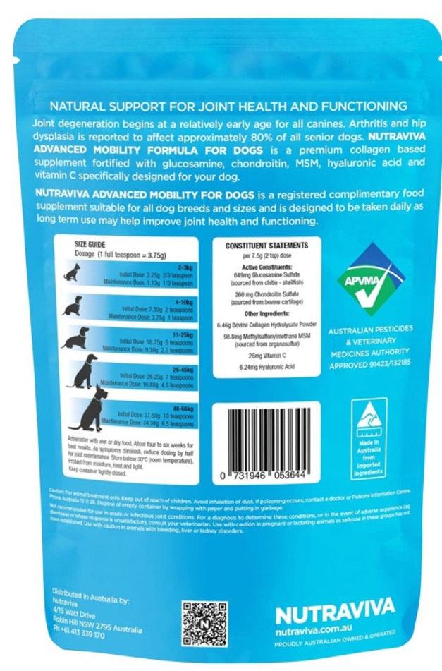 NutraViva Pet Advanced Mobility Formula For Dogs 250g - Health Co