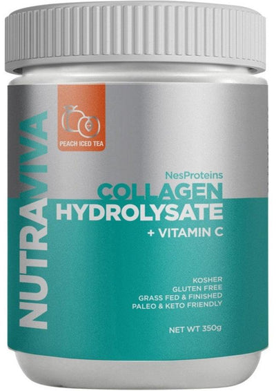 NutraViva NesProteins Collagen Hydrolysate + Vitamin C Peach Iced Tea 350g - Health Co