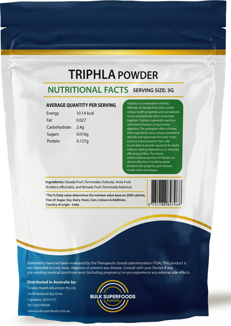 Organic Triphala Powder 1Kg by Bulk Superfoods