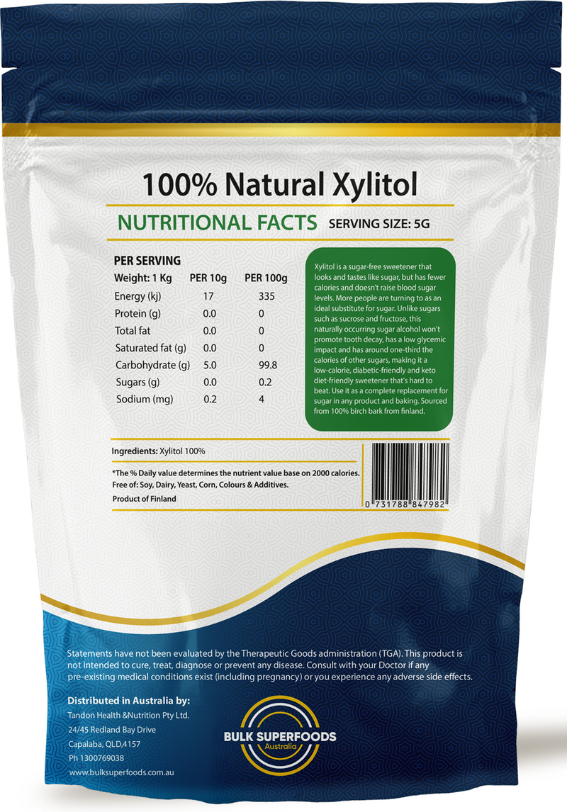Natural Xylitol 1Kg by Bulk Superfoods