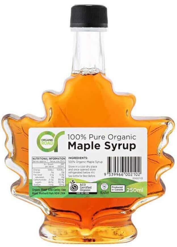 Maple Syrup in Maple Leaf Bottle 250ml By Organic Road - Health Co
